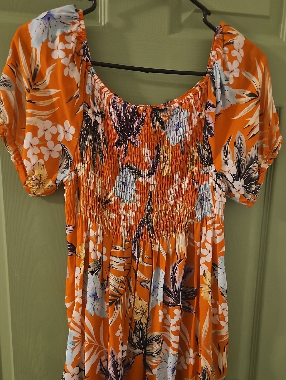Blue Joint Smocked Babydoll Blouse
